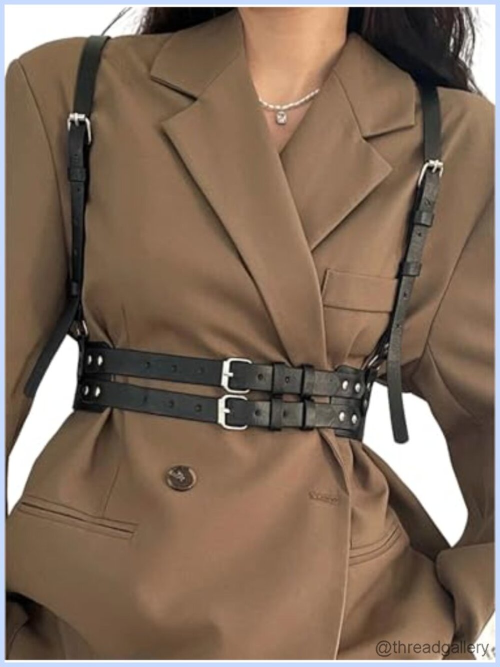 Faux Leather Harness Belt Adjustable Goth Chest Body Waist Punk Rave Cosplay